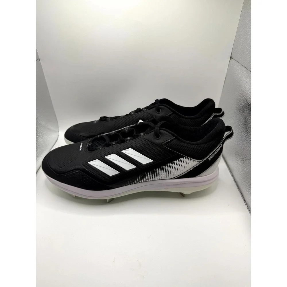 Adidas Icon 7 FZ1558‎ Mens 13.5 Black White Silver Lace Up Metal Baseball Cleats